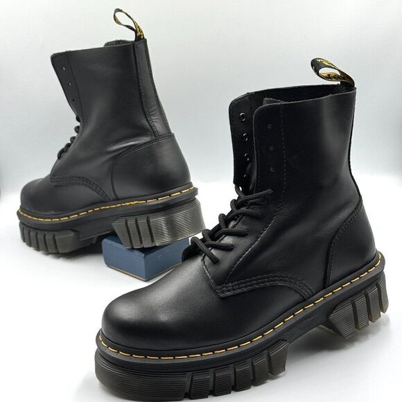 Dr Martens Audrick Nappa Leather Platform Ankle Boots - Picture 5 of 9